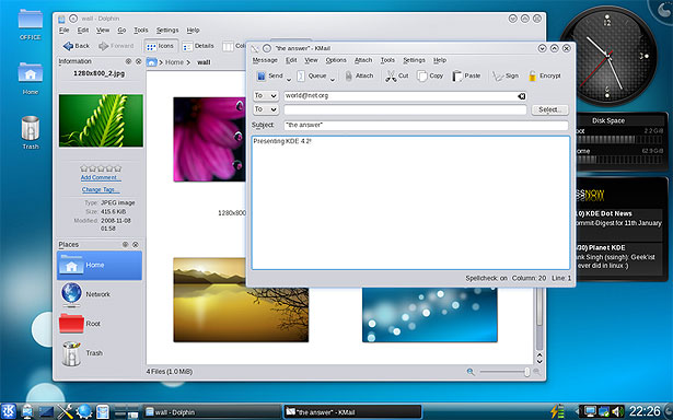 KDE (v4.0 Ιανουάριος 2008, v4.2 Μάρτιος 2009)