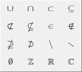 set theory symbols