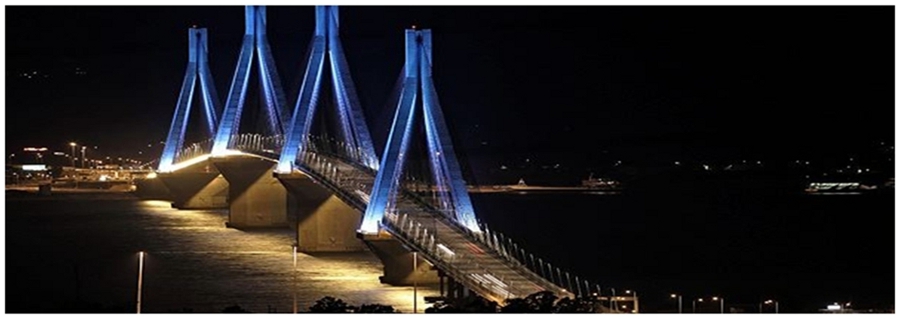 γέφυρα Ρίου Αντιρρίου νυχτερινή άποψη