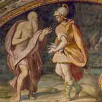 Ο Οδυσσέας συνομιλεί με τον Τειρεσία.<br>Alessandro Allori, Palazzo Salviati, 1550-1607