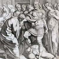 Ο Οδυσσέας μετά τη θανάτωση των μνηστήρων και των υπηρετών.