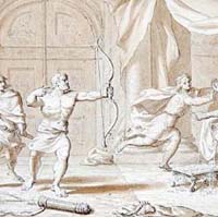 Ο Οδυσσέας σκοτώνει τον Αντίνοο.