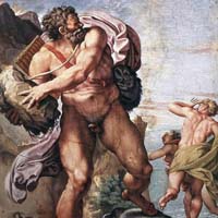 Ο Πολύφημος ρίχνει βράχους εναντίον του Οδυσσέα, Annibale Carracci