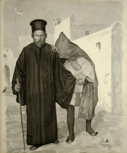 Ο παπα-Σεραφείμ και ο Χρήστος καλυμμένος με την κάπα του