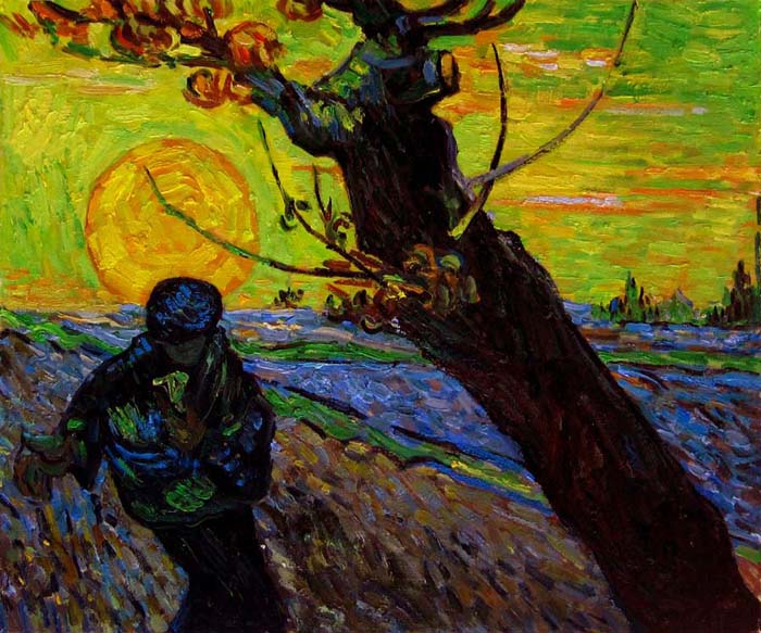 Vincent Van Gogh (1853-1890), «The sower [= Ο θεριστής]» (λάδι σε καμβά, 32x40εκ., 1888) [πηγή: Μουσείο Van Gogh, Άμστερνταμ]