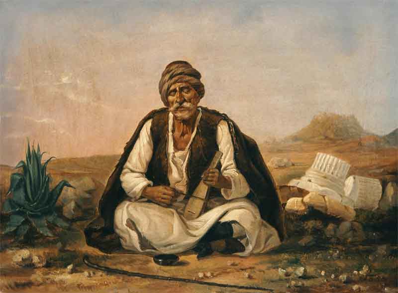 Διονύσιος Τσόκος (1820-1862), Γέρος αγωνιστής παίζει λύρα (1858)