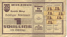 Χαρτονόμισμα του ενός σελινίου, με επικολλημένα ένσημα