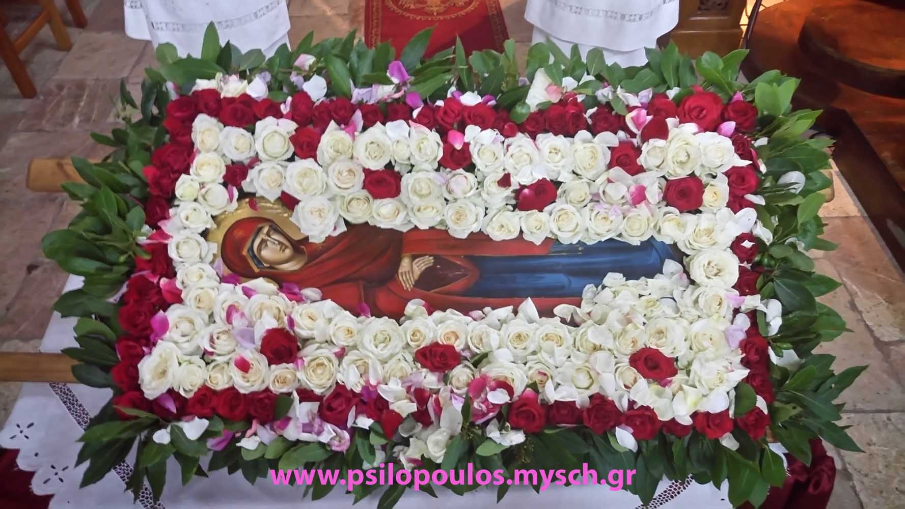 Η εικόνα της κοίμησης της Θεοτόκου στην  Ιερά Μονή της Κατσιμικάδας. 15 Αυγούστου 2017.