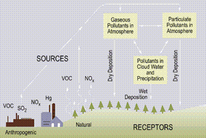 Image showing dry and wet deposition of acid rain
