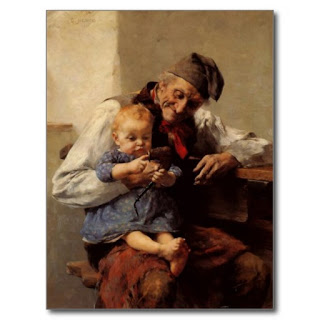 painting grandfather and child vintage post card-rebf7e7682d4d4375b346f94b52eec5ac vgbaq 8byvr 512
